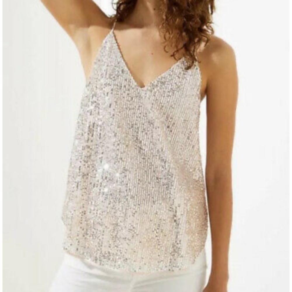 LOFT rose gold sequin cami